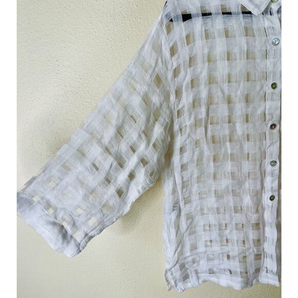 SARTORIA SARACENA | 100% Linen | Made in Italy | White Button-Front Top | Small - Picture 6 of 10